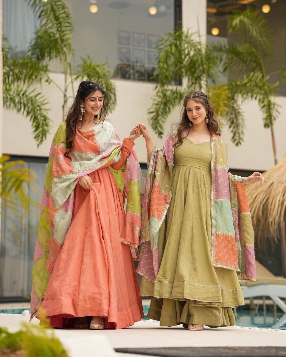Indian Bollywood Tunic Kurti Designer Party Wear Kurta Flared Anarkali Suit Set - 001FASHIONFORWARD