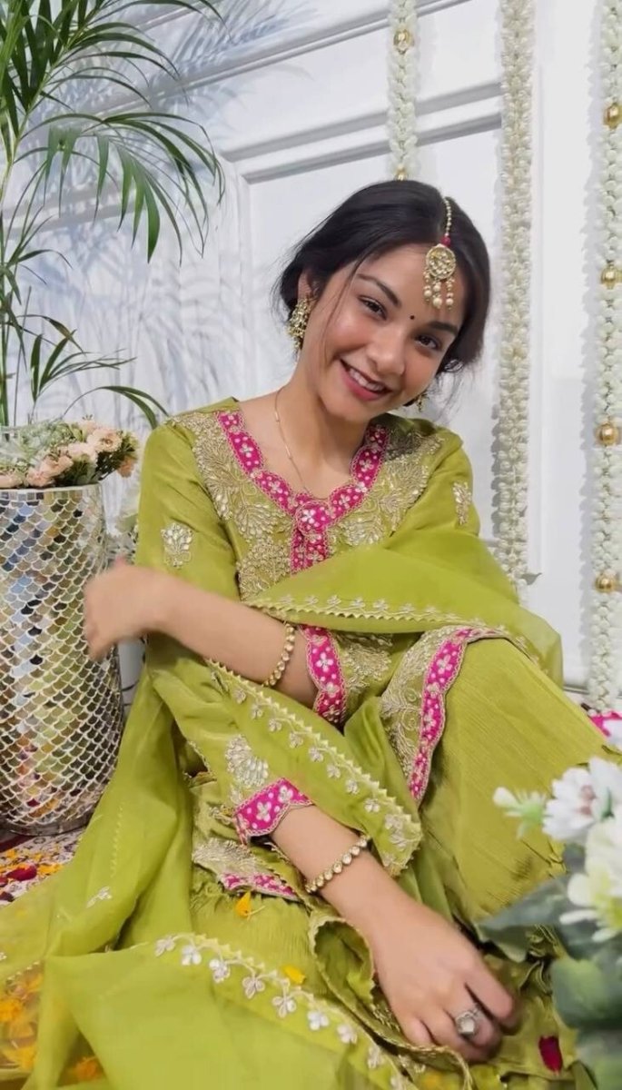 Indian Bollywood Wedding Designer Green Sharara Suit with Heavy Embroidery - 001FASHIONFORWARD