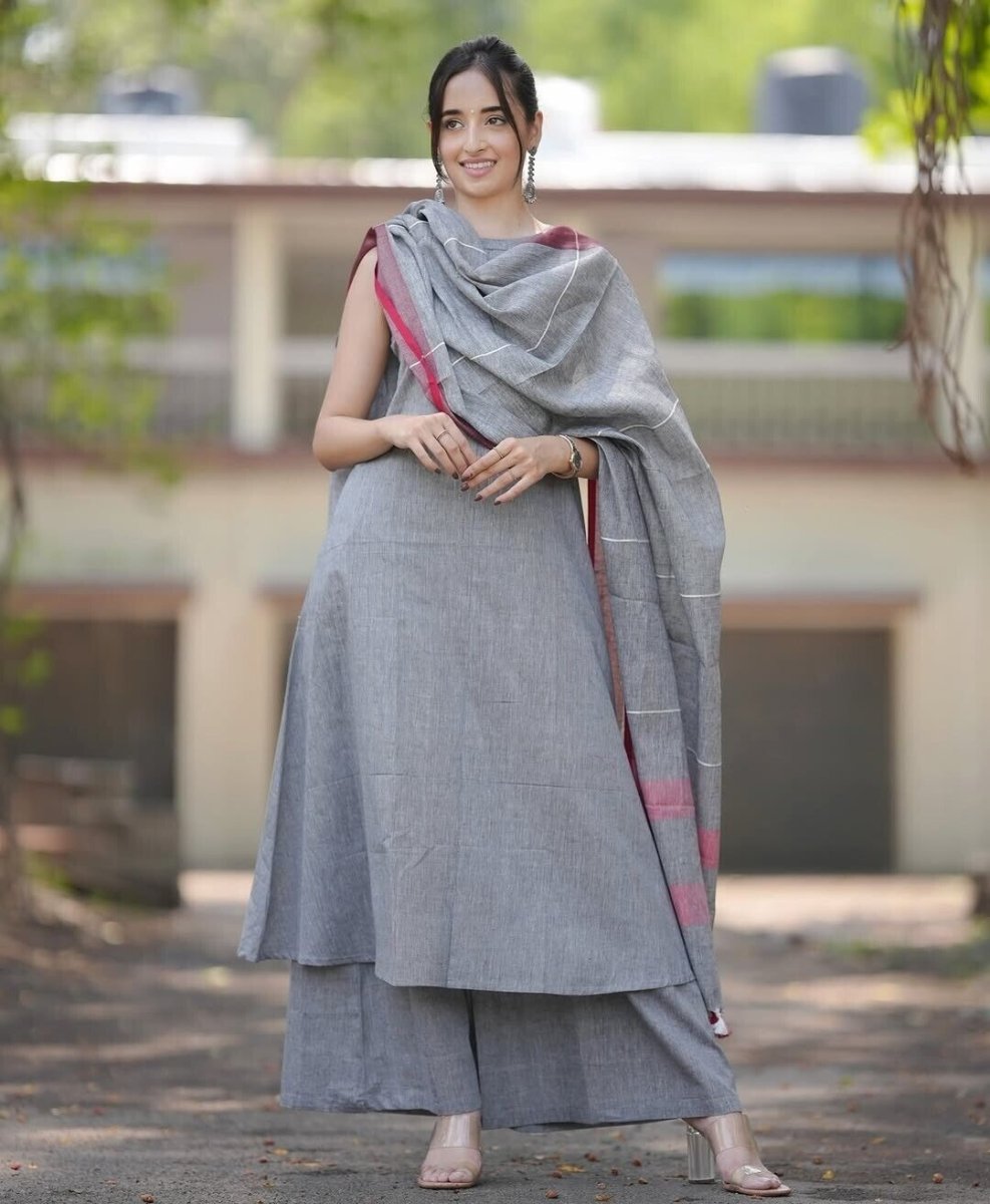 Indian Cotton Salwar Kameez Women Bollywood Party Wear Top Tunic Kurti Set - 001FASHIONFORWARD