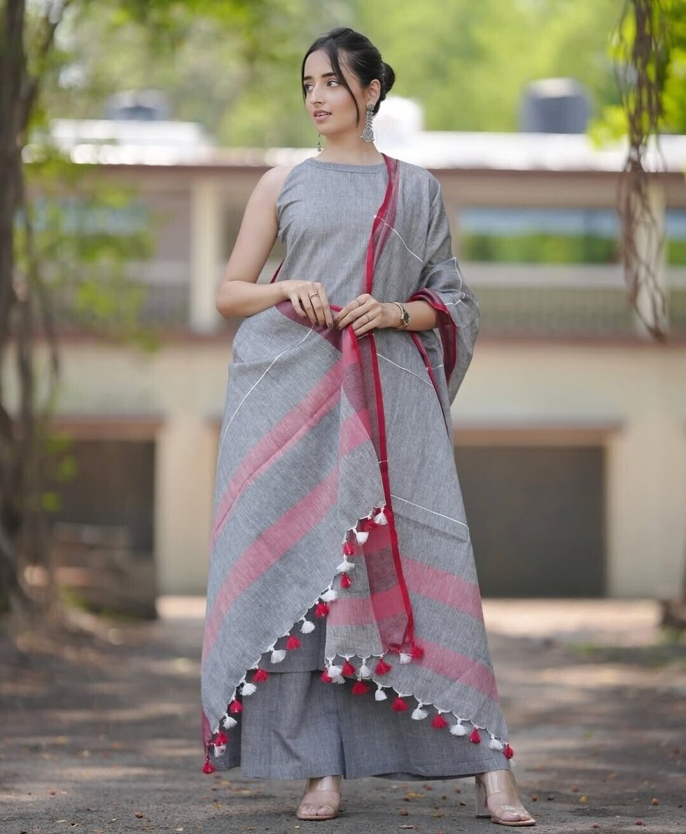 Indian Cotton Salwar Kameez Women Bollywood Party Wear Top Tunic Kurti Set - 001FASHIONFORWARD