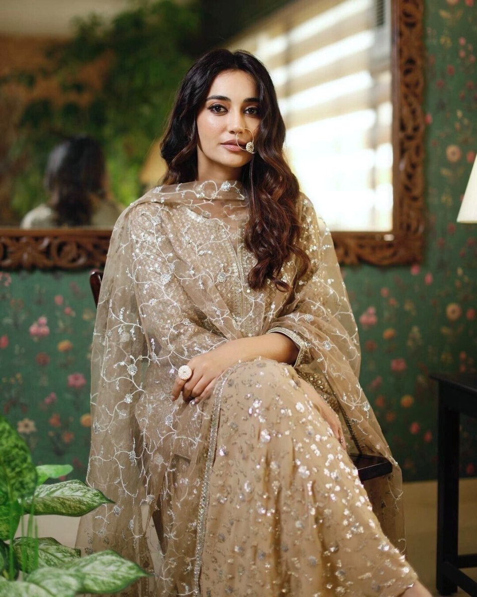 Indian Georgette Sharara Palazzo Kurti Set Readymade Wedding Dress for Girl - 001FASHIONFORWARD
