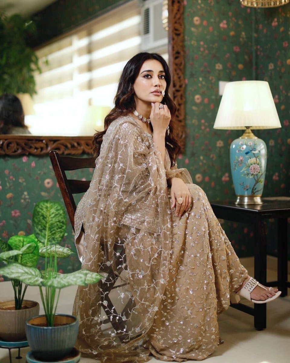 Indian Georgette Sharara Palazzo Kurti Set Readymade Wedding Dress for Girl - 001FASHIONFORWARD