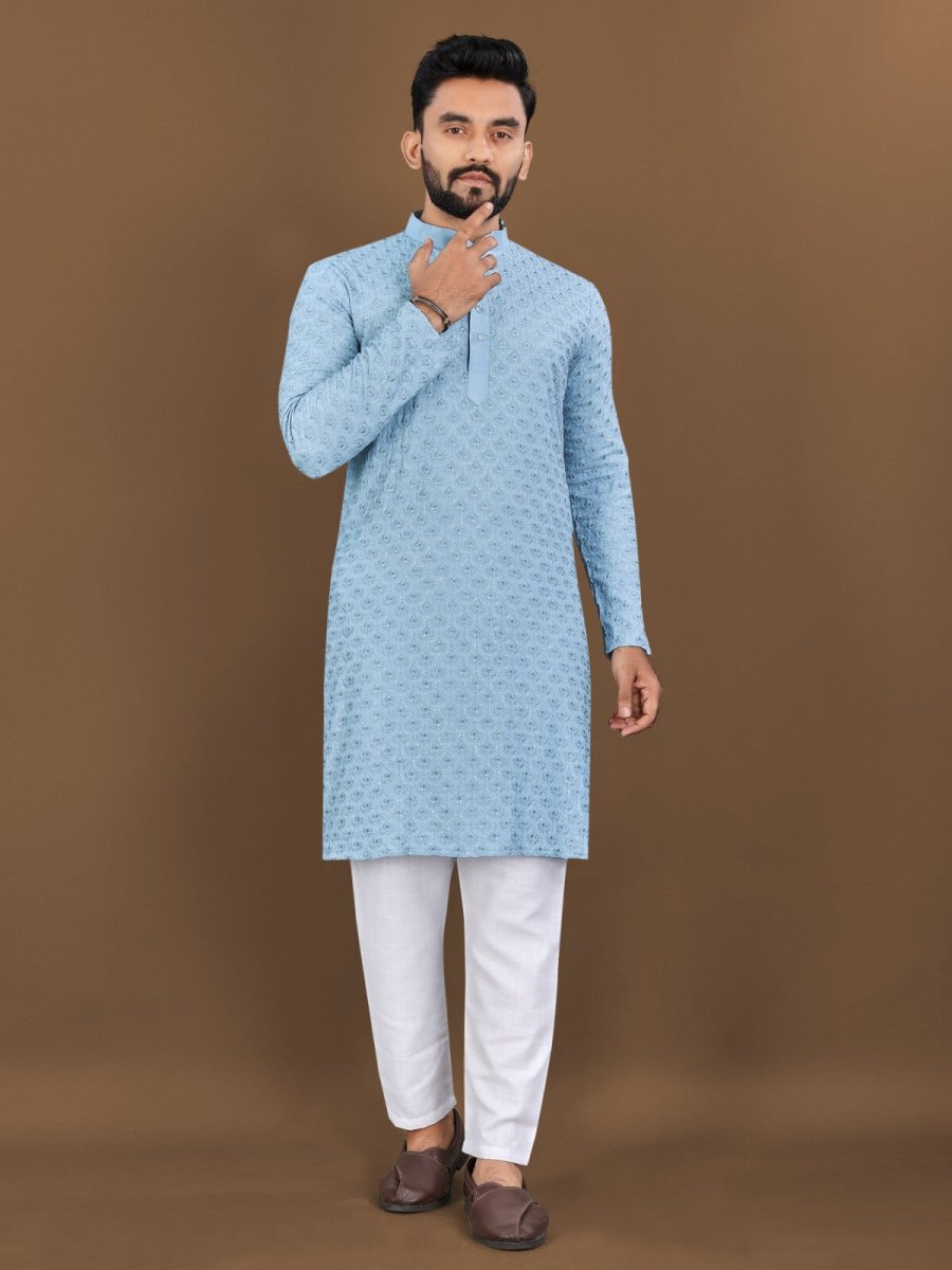 Indian Men's Designer Wedding Ethnic Wear Bollywood Eid Wear Kurta Payjama Dress - 001FASHIONFORWARD