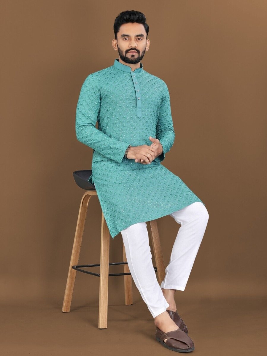 Indian Men's Designer Wedding Ethnic Wear Bollywood Eid Wear Kurta Payjama Dress - 001FASHIONFORWARD