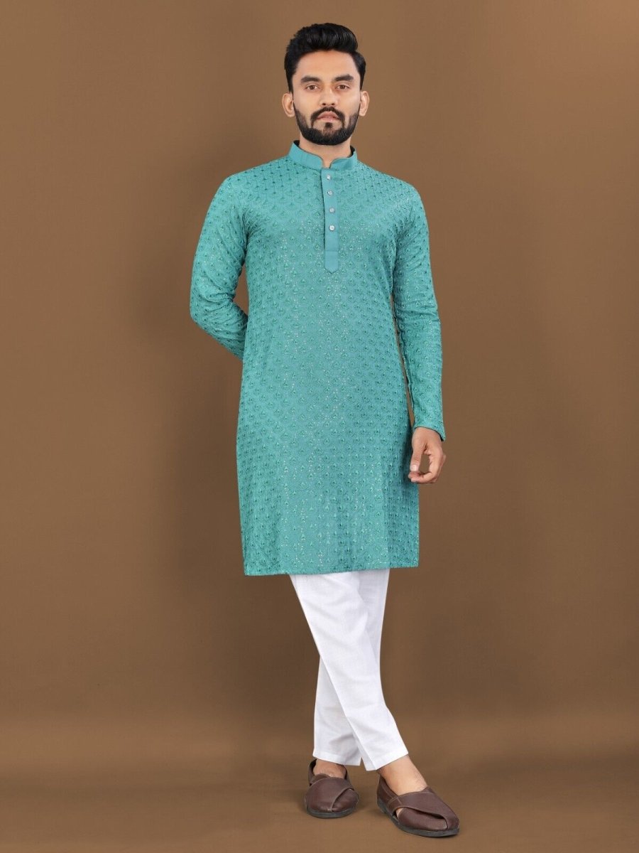Indian Men's Designer Wedding Ethnic Wear Bollywood Eid Wear Kurta Payjama Dress - 001FASHIONFORWARD