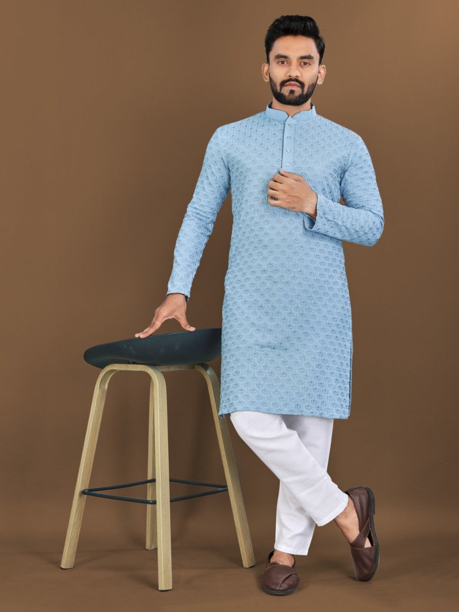 Indian Men's Designer Wedding Ethnic Wear Bollywood Eid Wear Kurta Payjama Dress - 001FASHIONFORWARD