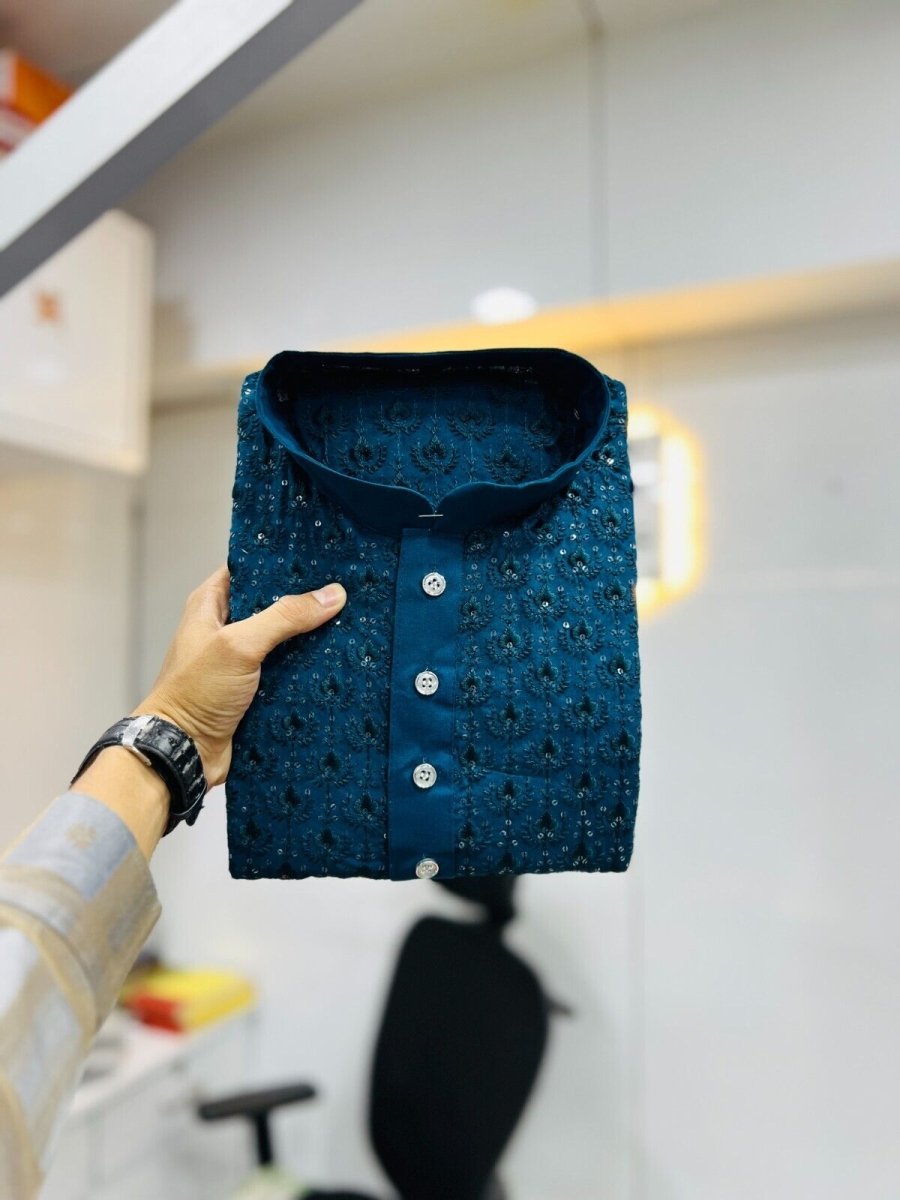 Indian Men's Designer Wedding Ethnic Wear Bollywood Eid Wear Kurta Payjama Dress - 001FASHIONFORWARD