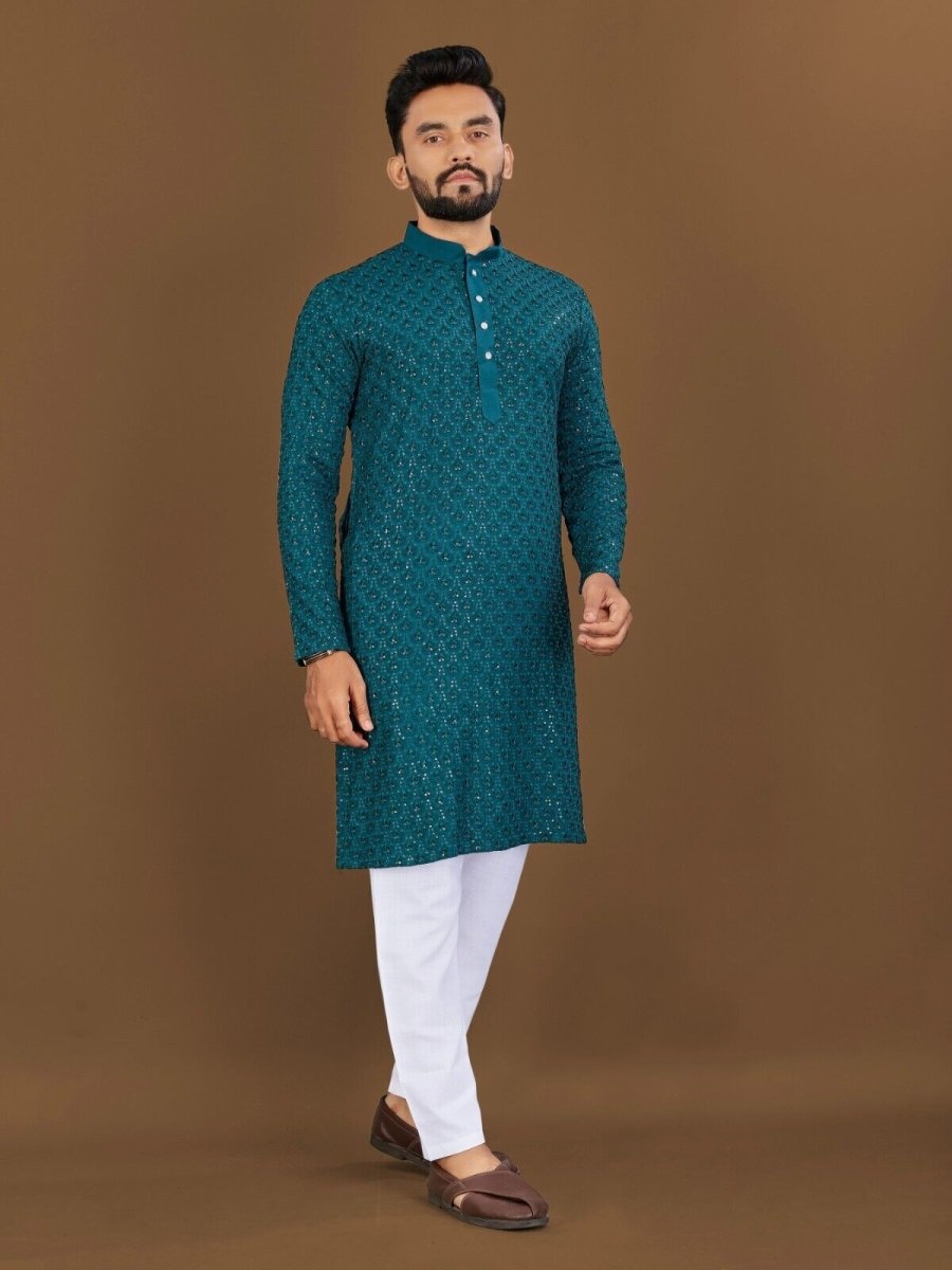 Indian Men's Designer Wedding Ethnic Wear Bollywood Eid Wear Kurta Payjama Dress - 001FASHIONFORWARD