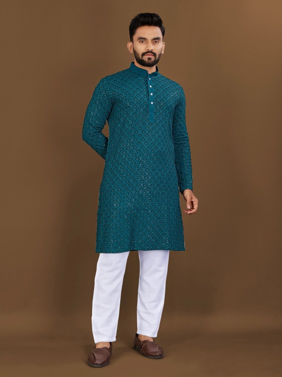 Indian Men's Designer Wedding Ethnic Wear Bollywood Eid Wear Kurta Payjama Dress - 001FASHIONFORWARD