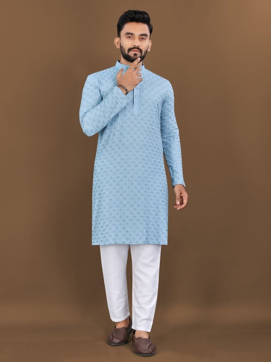 Indian Men's Designer Wedding Ethnic Wear Bollywood Eid Wear Kurta Payjama Dress - 001FASHIONFORWARD