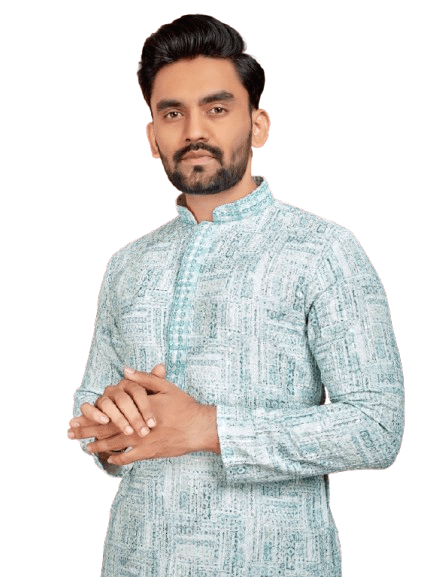 Indian Pakistani Cotton Men Long Kurta Pajama – Lucknowi Work (2PC Set) - 001FASHIONFORWARD