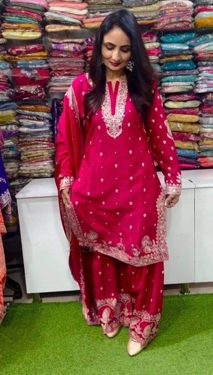 Indian Pakistani Designer Sharara Plazzo Salwar Kameez Suit – Embroidered Party - 001FASHIONFORWARD