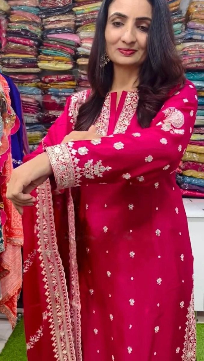 Indian Pakistani Designer Sharara Plazzo Salwar Kameez Suit – Embroidered Party - 001FASHIONFORWARD