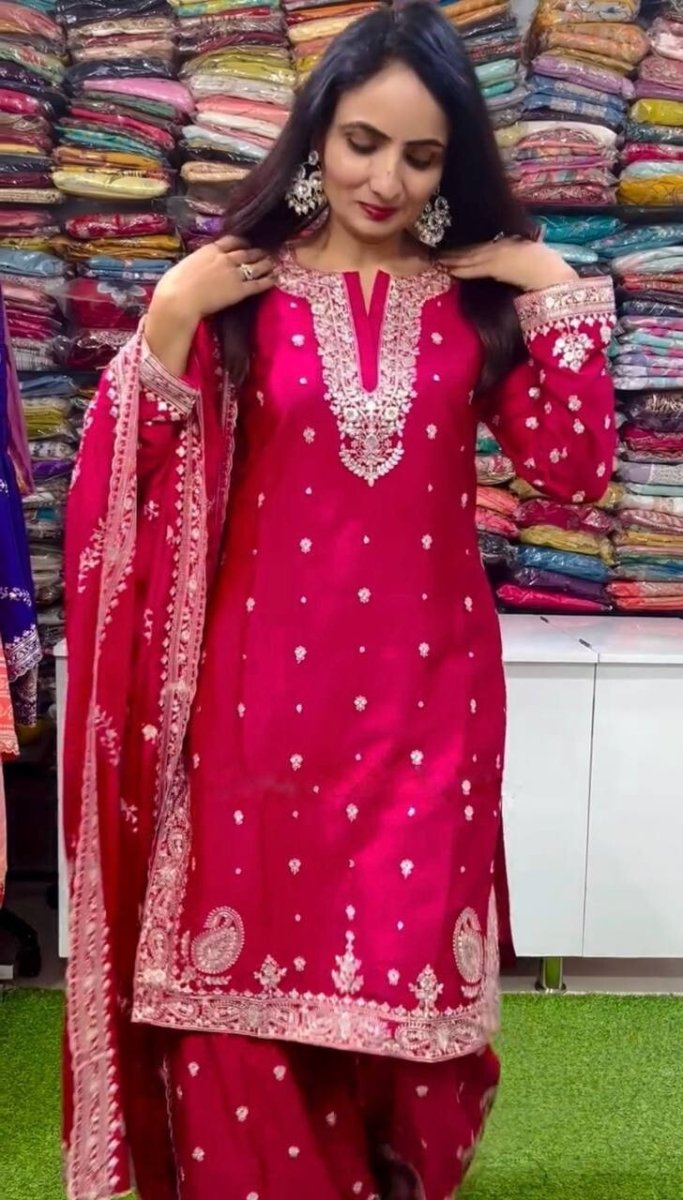 Indian Pakistani Designer Sharara Plazzo Salwar Kameez Suit – Embroidered Party - 001FASHIONFORWARD