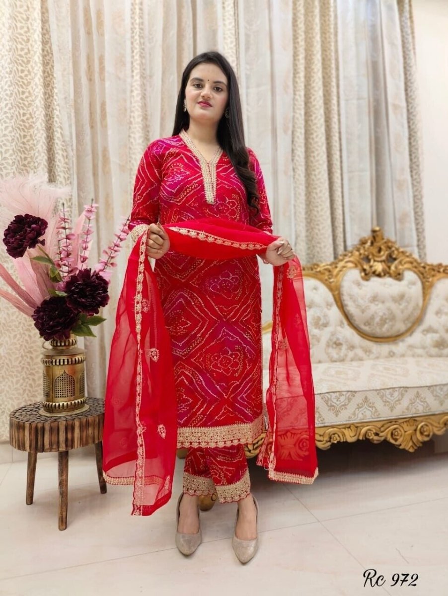 Indian Rayon Salwar Kameez – Bollywood Designer Kurti, Pant & Dupatta Set - 001FASHIONFORWARD