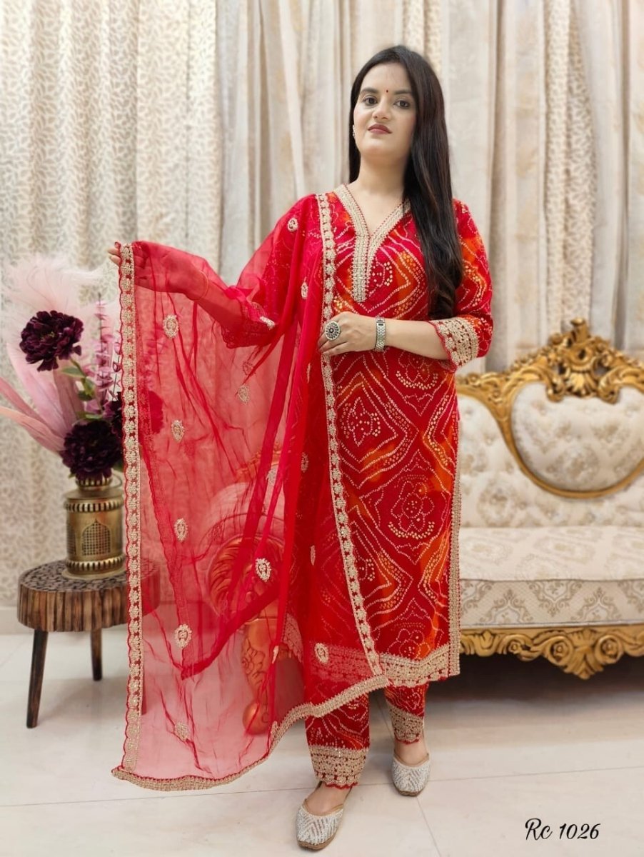 Indian Rayon Salwar Kameez – Bollywood Designer Kurti, Pant & Dupatta Set - 001FASHIONFORWARD