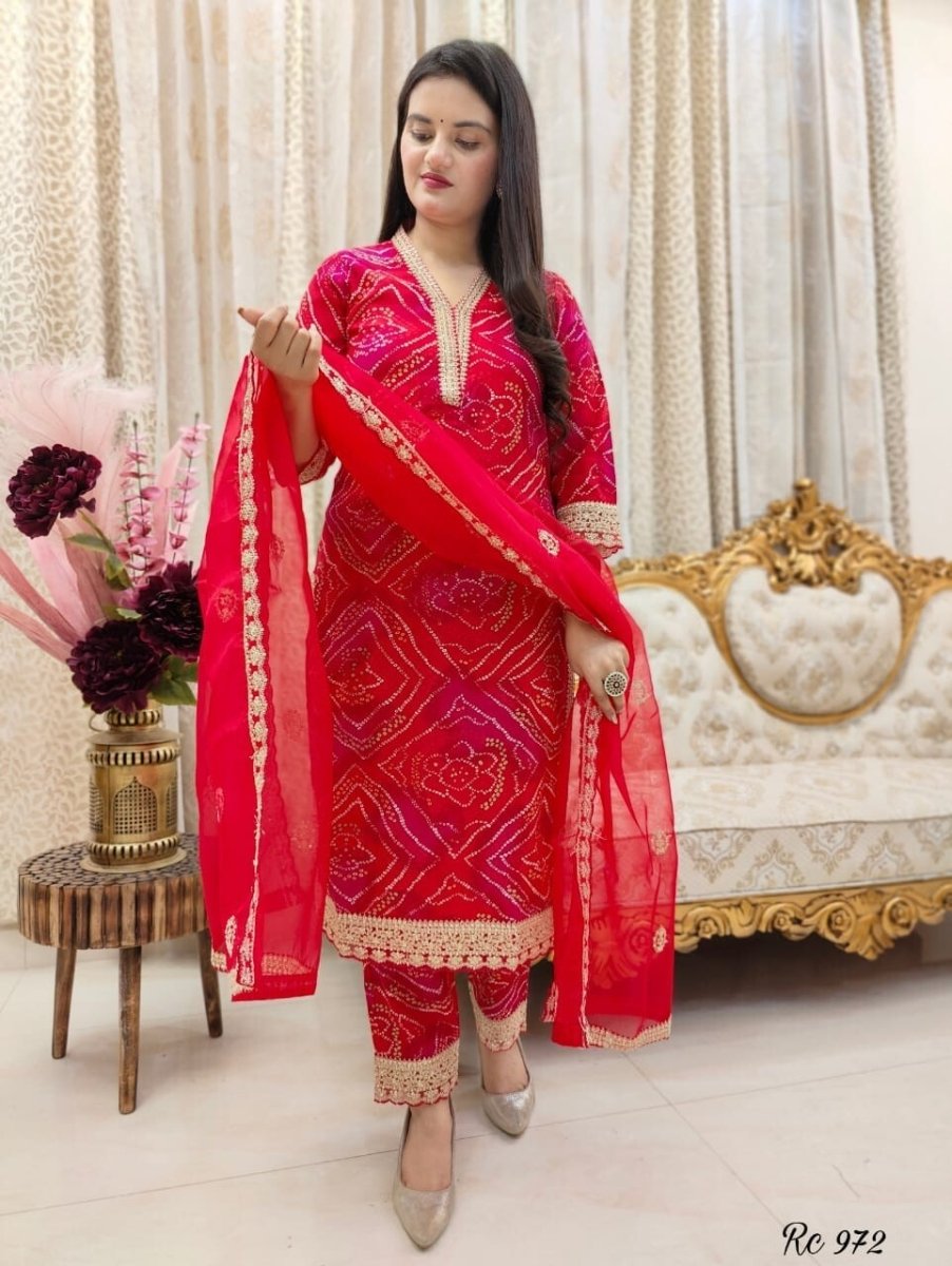 Indian Rayon Salwar Kameez – Bollywood Designer Kurti, Pant & Dupatta Set - 001FASHIONFORWARD