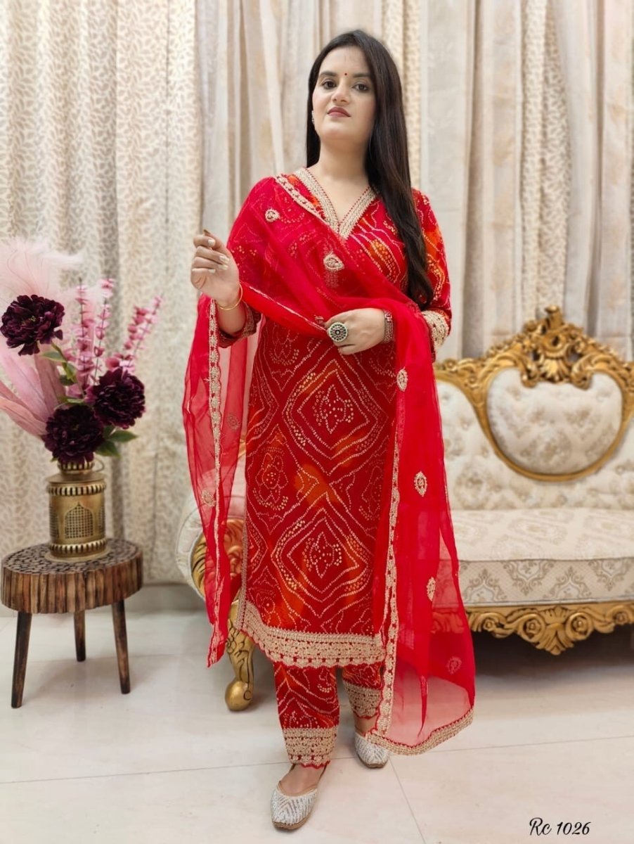 Indian Rayon Salwar Kameez – Bollywood Designer Kurti, Pant & Dupatta Set - 001FASHIONFORWARD