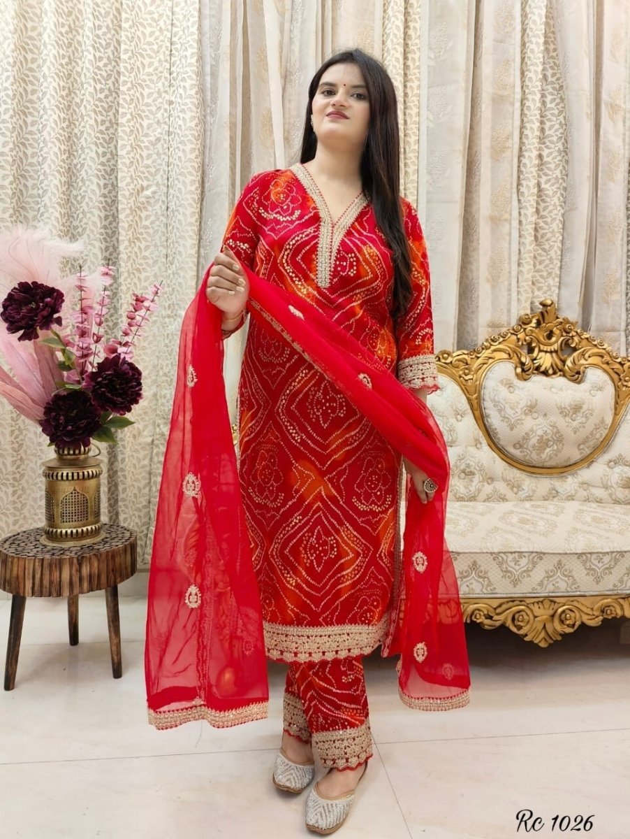 Indian Rayon Salwar Kameez – Bollywood Designer Kurti, Pant & Dupatta Set - 001FASHIONFORWARD