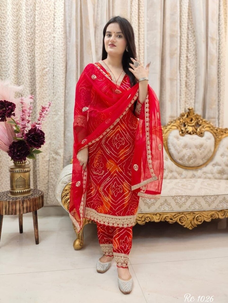 Indian Rayon Salwar Kameez – Bollywood Designer Kurti, Pant & Dupatta Set - 001FASHIONFORWARD