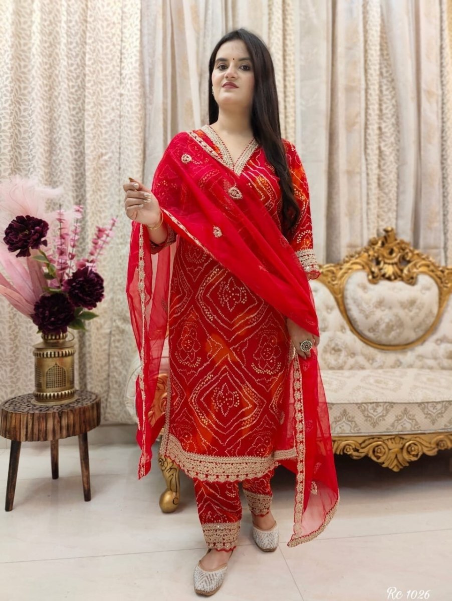 Indian Rayon Salwar Kameez – Bollywood Designer Kurti, Pant & Dupatta Set - 001FASHIONFORWARD