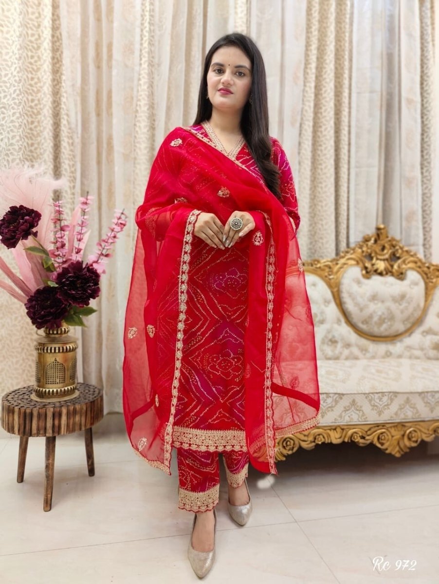 Indian Rayon Salwar Kameez – Bollywood Designer Kurti, Pant & Dupatta Set - 001FASHIONFORWARD