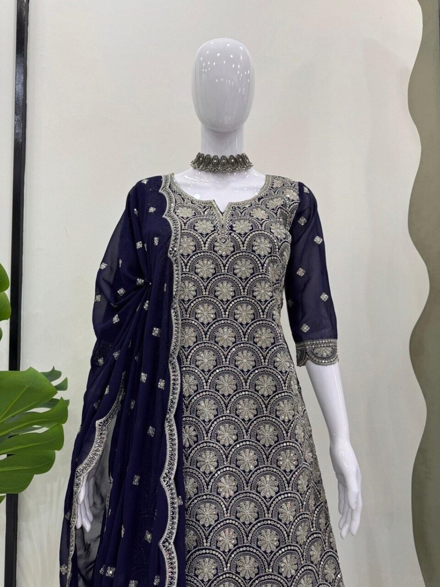 Indian Traditional Stylish Georgette Kurti & Palazzo Set for Women Sharara set - 001FASHIONFORWARD