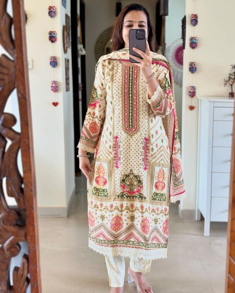 Indian Women Salwar kameez Straight Kurta Bollywood Top Tunic Printed Kurti - 001FASHIONFORWARD