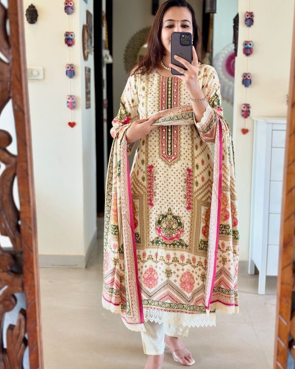 Indian Women Salwar kameez Straight Kurta Bollywood Top Tunic Printed Kurti - 001FASHIONFORWARD