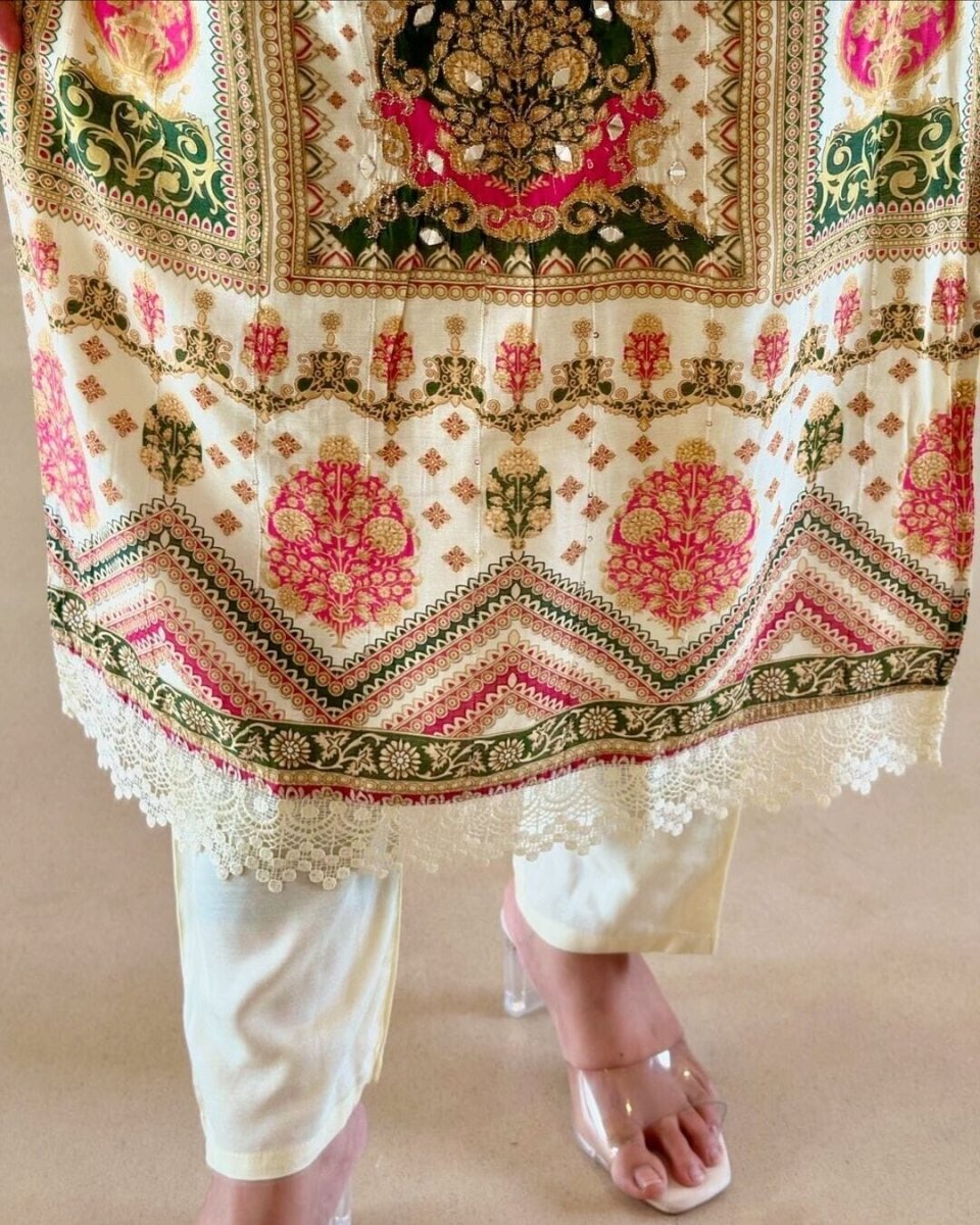 Indian Women Salwar kameez Straight Kurta Bollywood Top Tunic Printed Kurti - 001FASHIONFORWARD