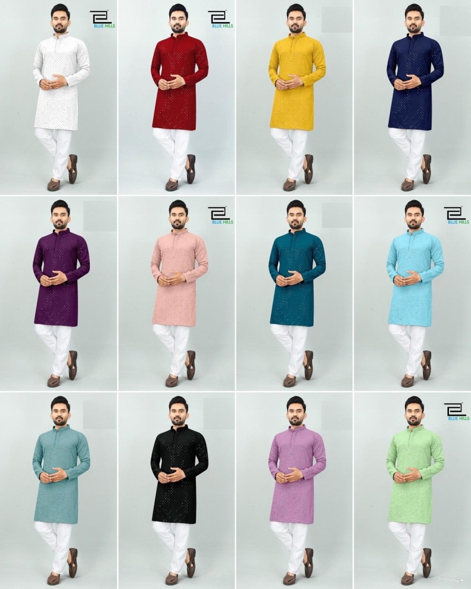 Men Kurta Long Pakistani Kurta Pyjama Indian Suits Sherwani Wedding Party Groom - 001FASHIONFORWARD