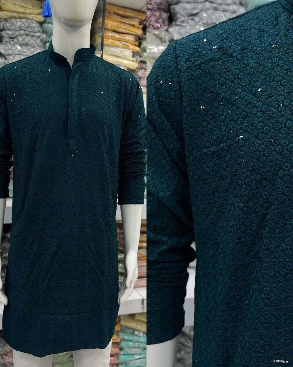 Men Kurta Long Pakistani Kurta Pyjama Indian Suits Sherwani Wedding Party Groom - 001FASHIONFORWARD