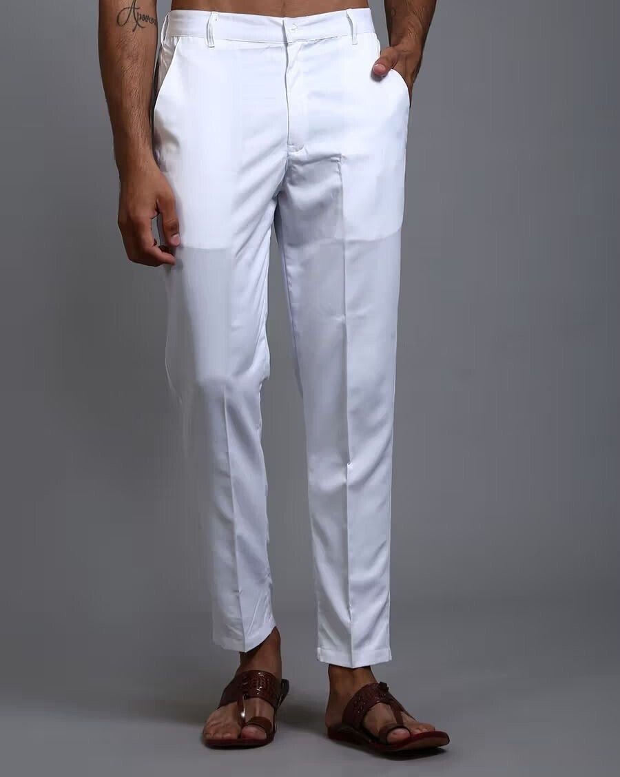 Mens Polo Stretch Pants Slim Fit Casual Cotton Skinny Trouser Dress Pants 34 - 44 - 001FASHIONFORWARD