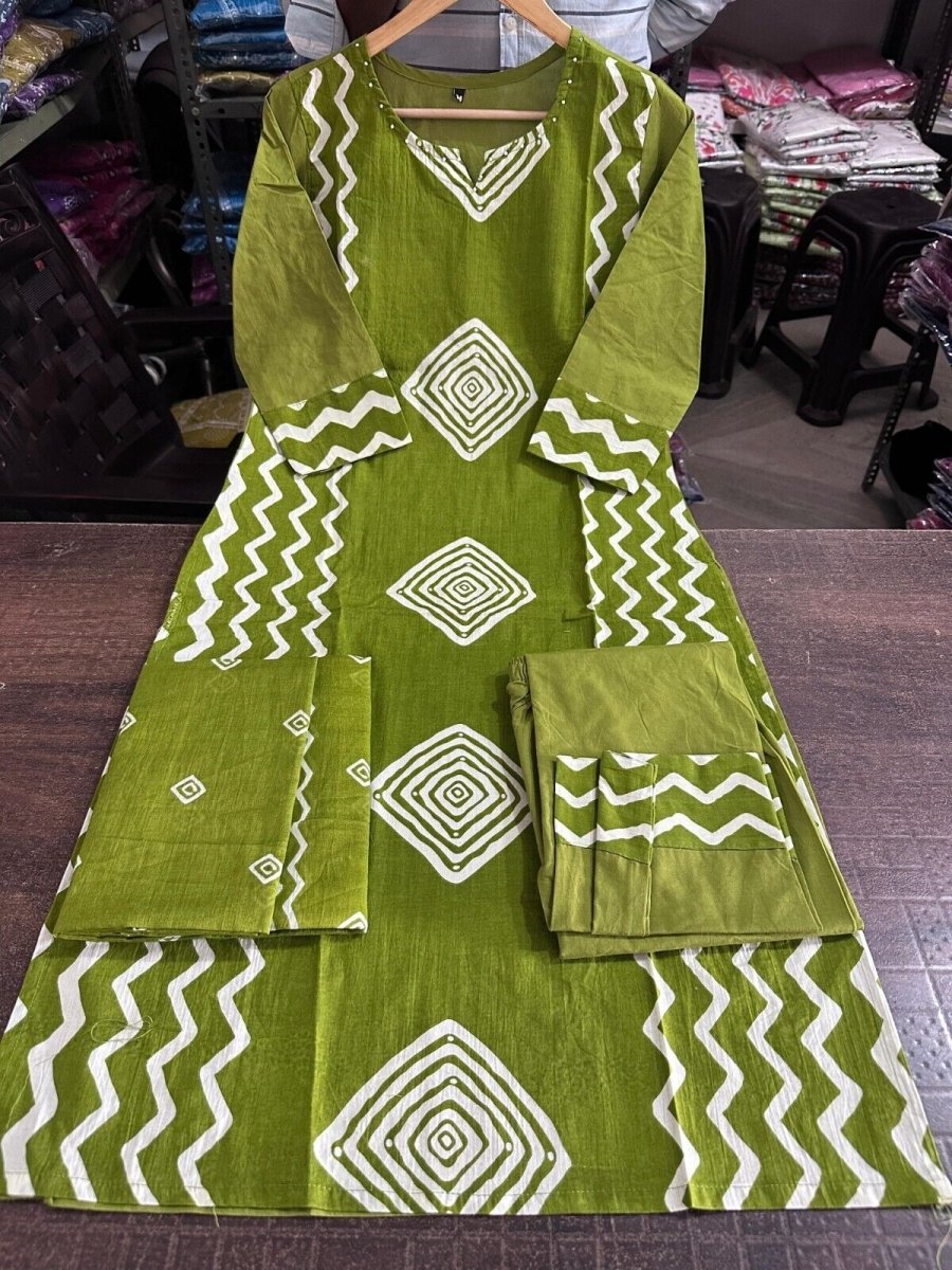 New Cotton Indian Salwar Kameej Suit , Wedding party wear Kurti pant 3pc set - 001FASHIONFORWARD