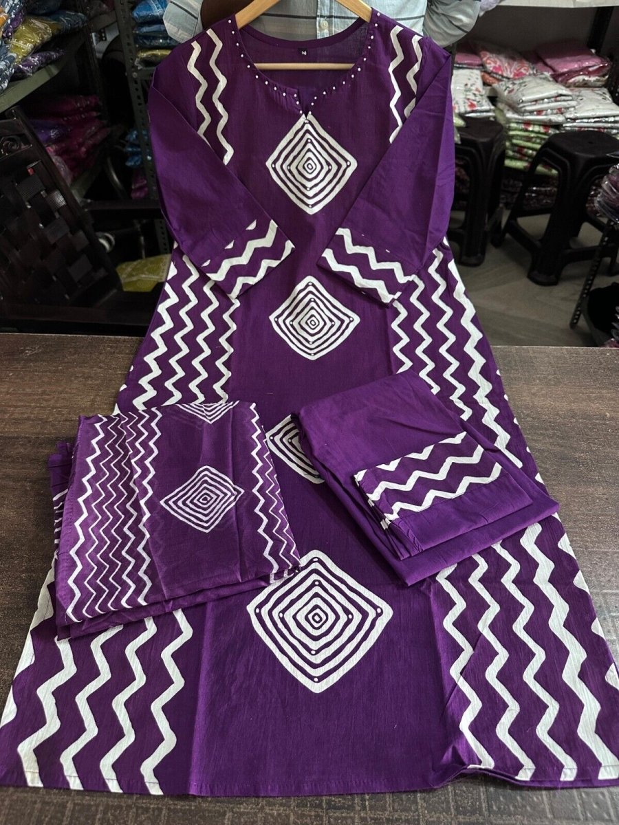 New Cotton Indian Salwar Kameej Suit , Wedding party wear Kurti pant 3pc set - 001FASHIONFORWARD
