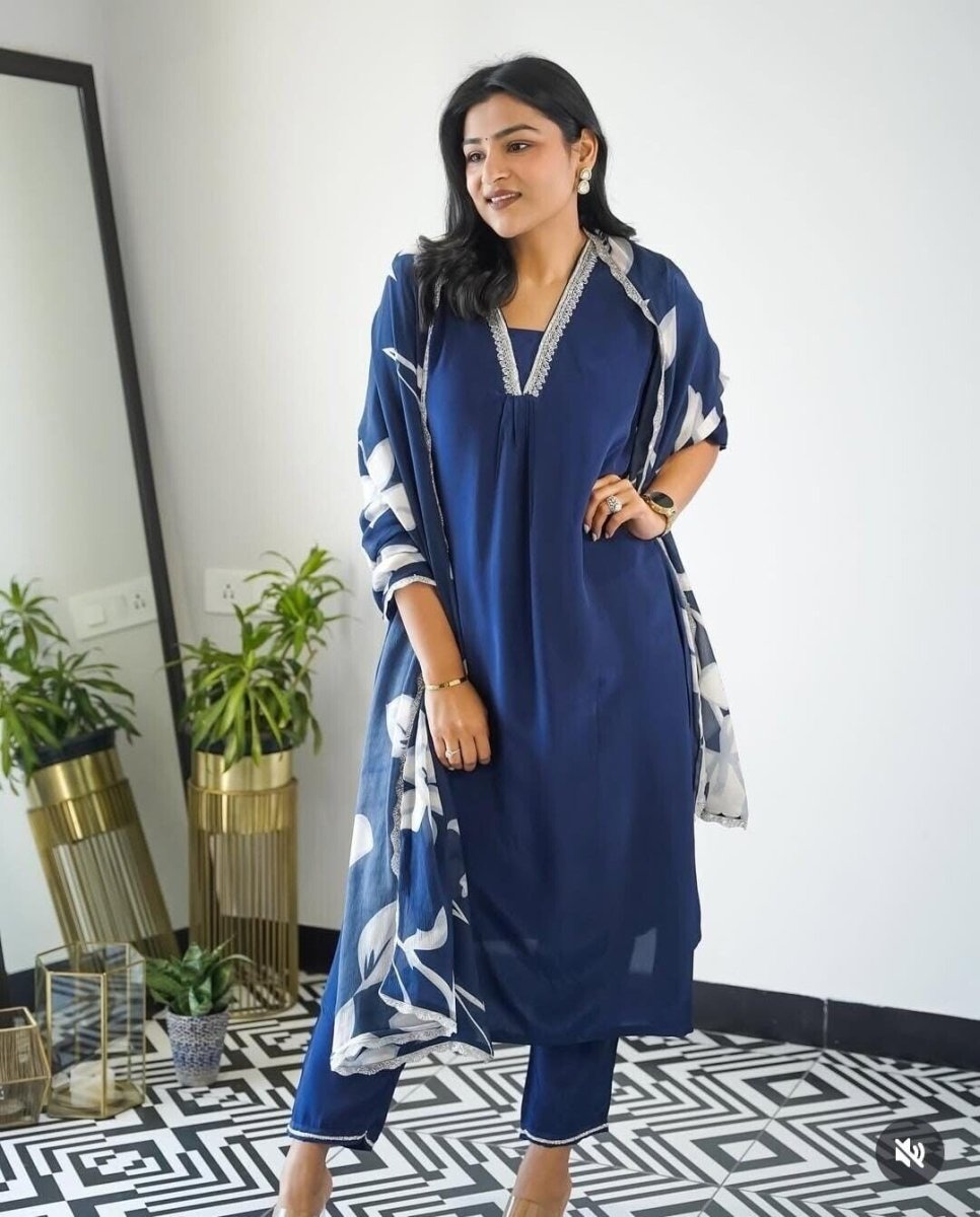 New Indian Cotton Readymade Party Wear Indian salwar kameez suit straight - 001FASHIONFORWARD