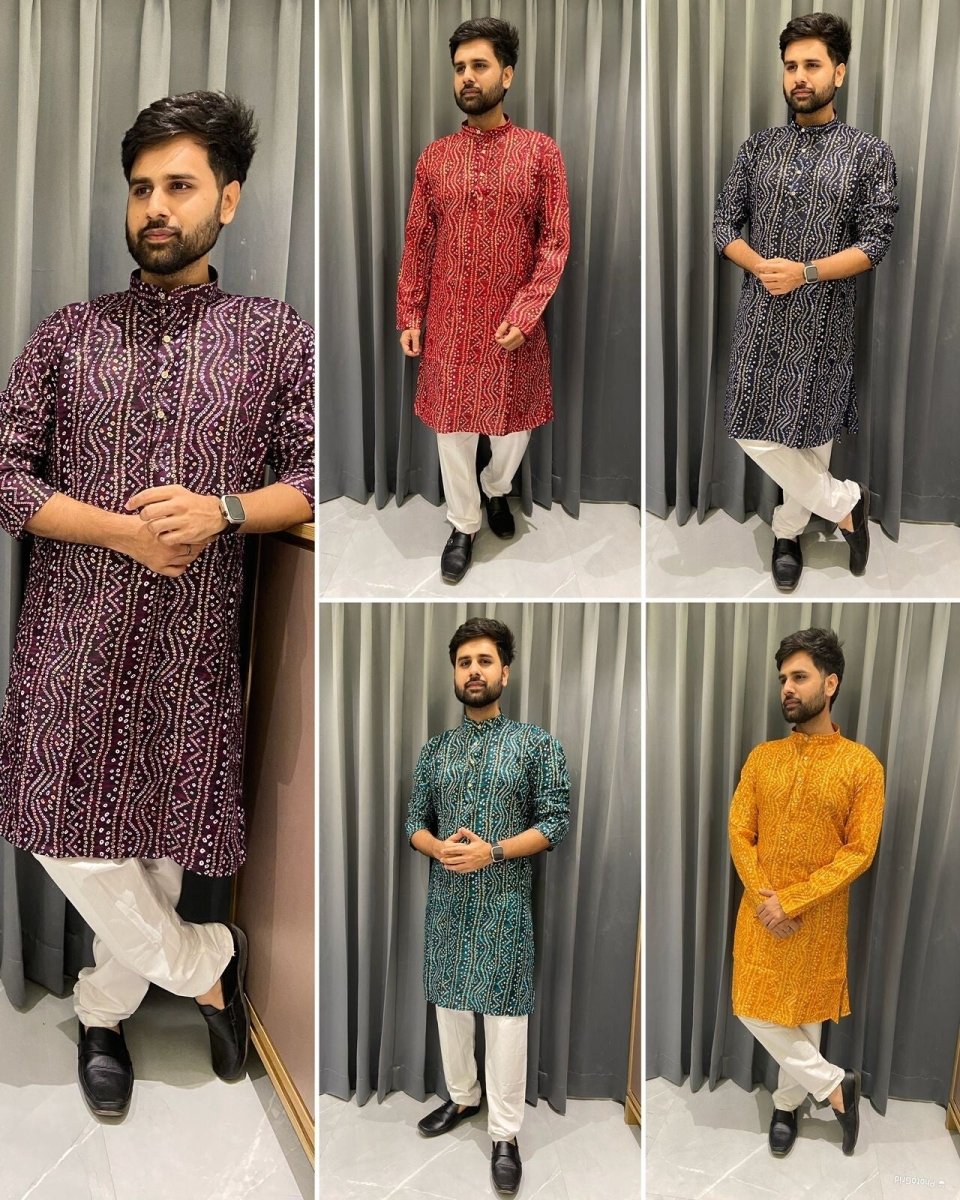 New Indian Wear Men's 100% Cotton long Kurta Ready Made Handmade - 001FASHIONFORWARD