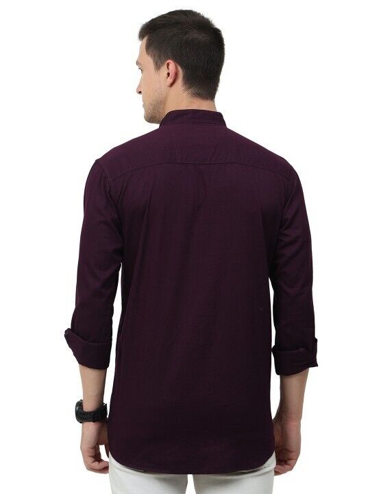 New Men’s Indian Shirt 100% Cotton Traditional Tunic Solid Short Kurta Big Tall - 001FASHIONFORWARD