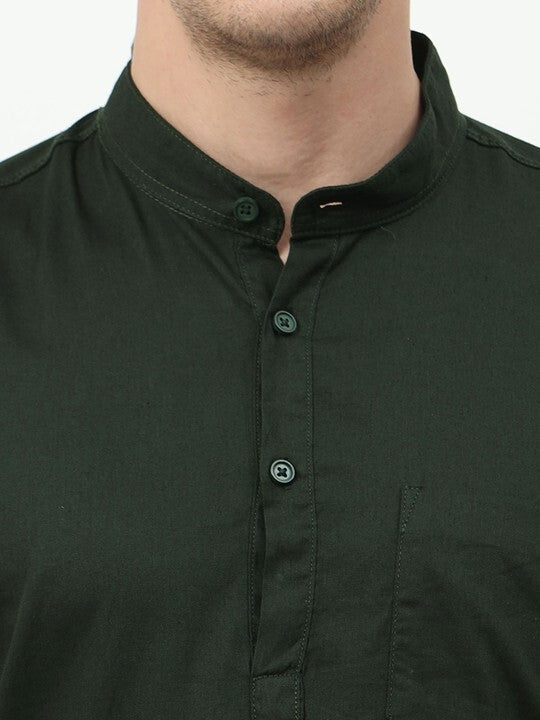 New Men’s Indian Short Kurta 100 Cotton Traditional Solid Plus Size S - 7xl Black - 001FASHIONFORWARD