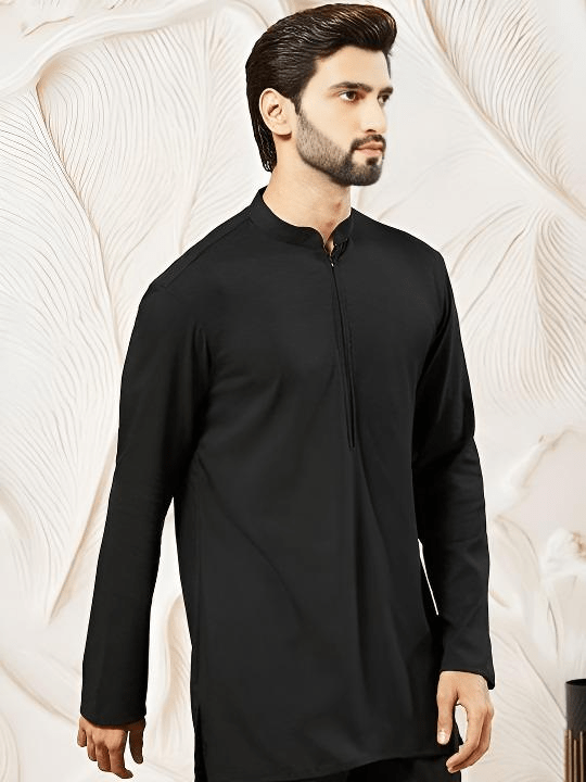 New Men’s Indian Short Kurta 100% Cotton Traditional Solid Plus Size Solid Kurta - 001FASHIONFORWARD