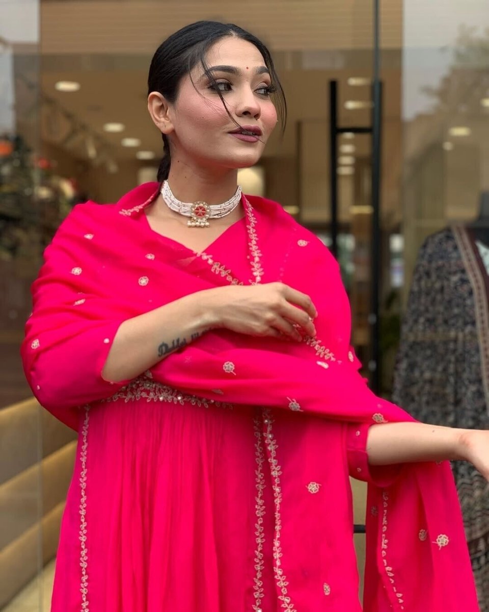 New Women Indian Anarkali Flared Gown Cotton Pakistani Wear Kurti 3PC Suit - 001FASHIONFORWARD