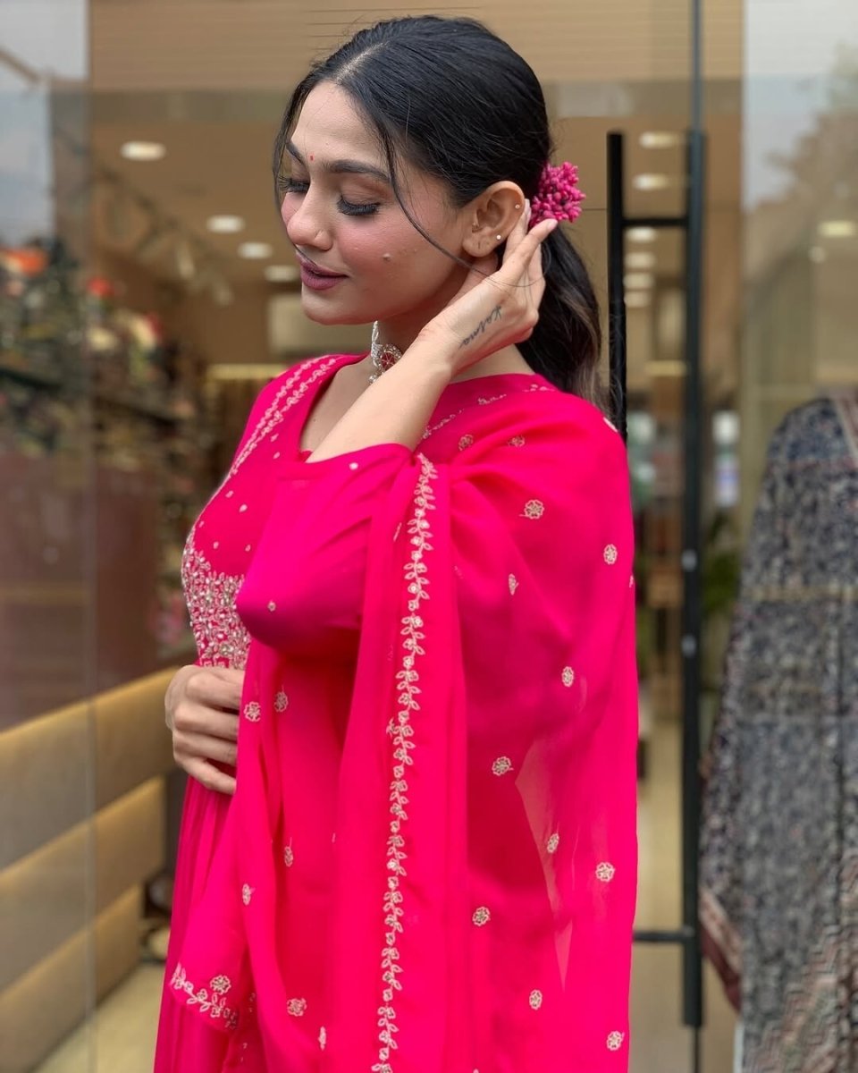 New Women Indian Anarkali Flared Gown Cotton Pakistani Wear Kurti 3PC Suit - 001FASHIONFORWARD