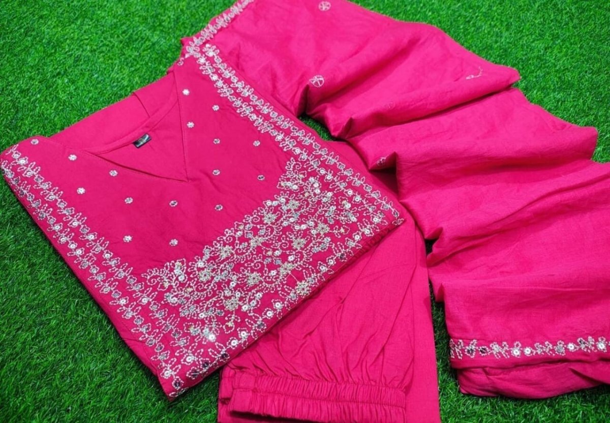 New Women Indian Anarkali Flared Gown Cotton Pakistani Wear Kurti 3PC Suit - 001FASHIONFORWARD