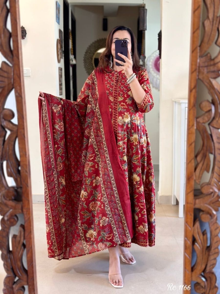 Pakistani Anarkali Gown Kurta Pant Set Indian Party Wear Top Tunic Kurti Dress - 001FASHIONFORWARD