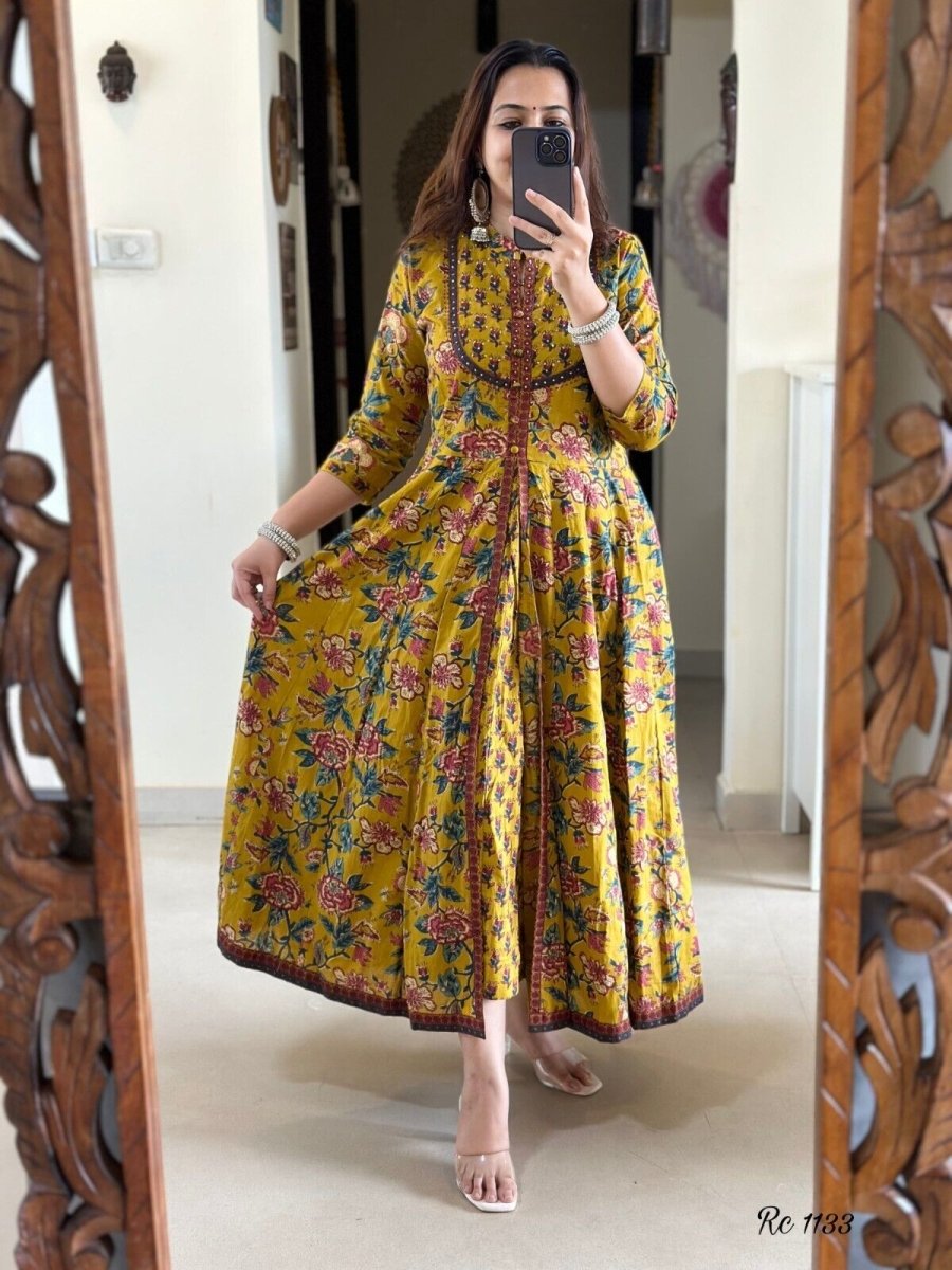 Pakistani Anarkali Gown Kurta Pant Set Indian Party Wear Top Tunic Kurti Dress - 001FASHIONFORWARD