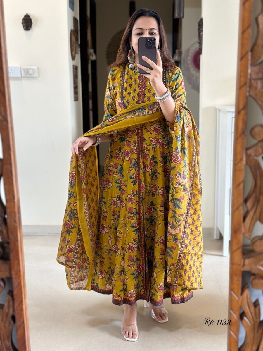 Pakistani Anarkali Gown Kurta Pant Set Indian Party Wear Top Tunic Kurti Dress - 001FASHIONFORWARD