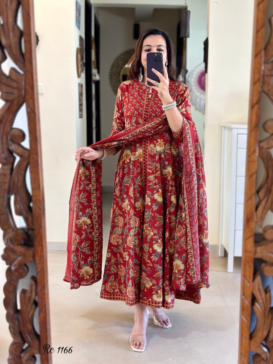 Pakistani Anarkali Gown Kurta Pant Set Indian Party Wear Top Tunic Kurti Dress - 001FASHIONFORWARD