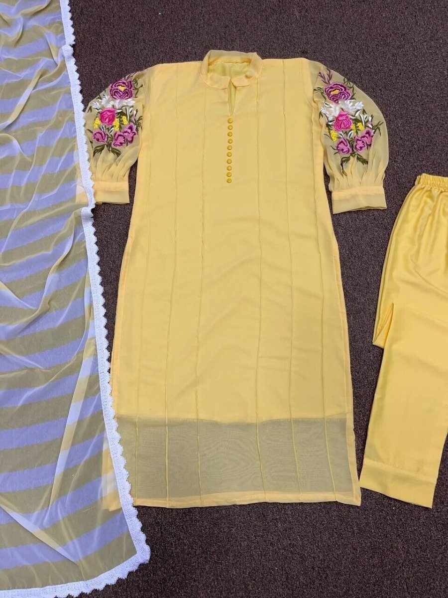 Pakistani Indian Kurti Kurta 3PC Salwar Kameez Chunni Tunic Silk Kurti - 001FASHIONFORWARD
