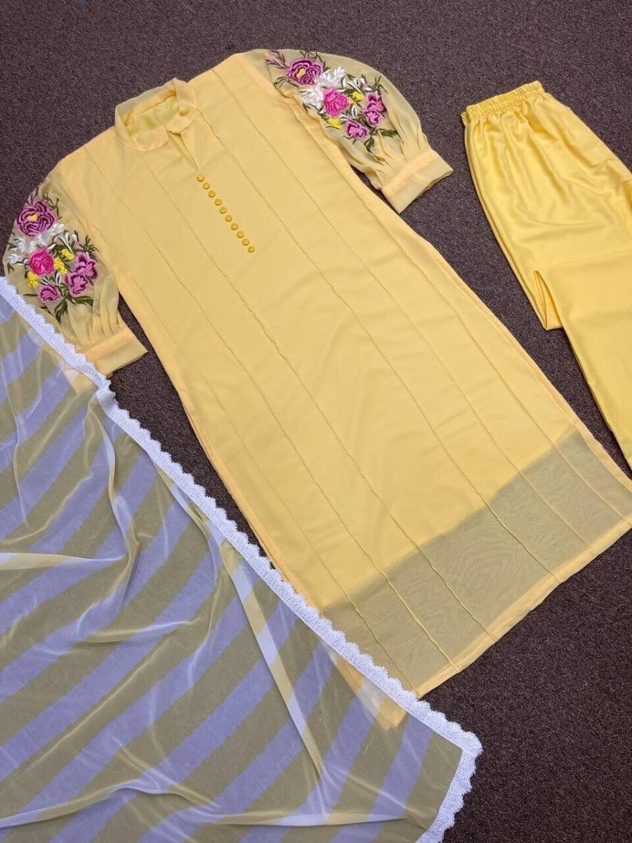 Pakistani Indian Kurti Kurta 3PC Salwar Kameez Chunni Tunic Silk Kurti - 001FASHIONFORWARD