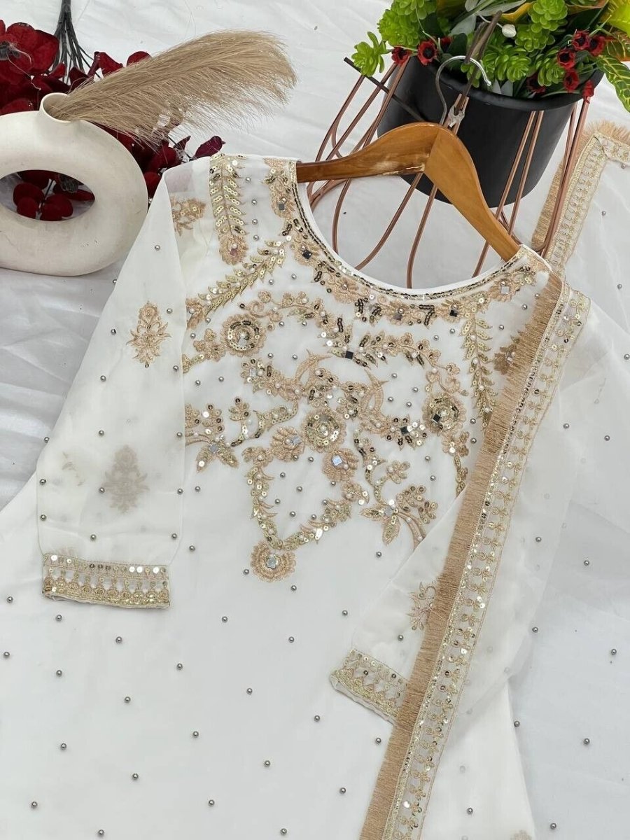 Pakistani Indian Wedding Sharara Suit with Designer Kurti - Eid Collection - 001FASHIONFORWARD